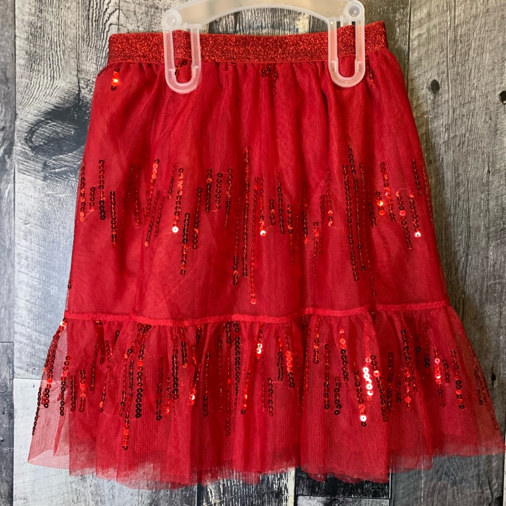 George Red Sequin Mini Skirt